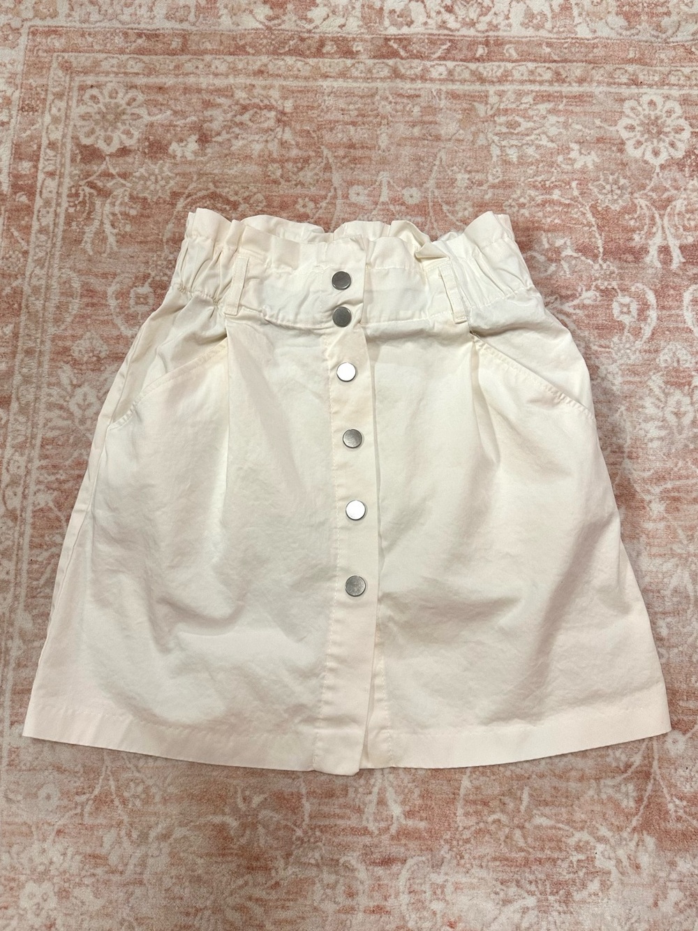 ZARA 🤍 Cotton “Paper Bag” Buttoned Skirt
